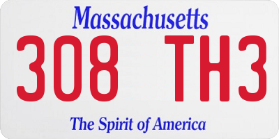 MA license plate 308TH3