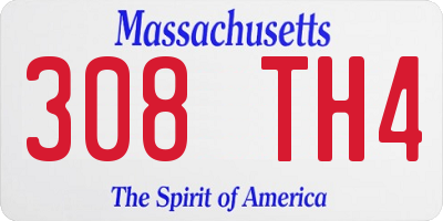 MA license plate 308TH4