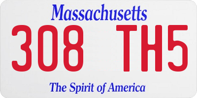 MA license plate 308TH5