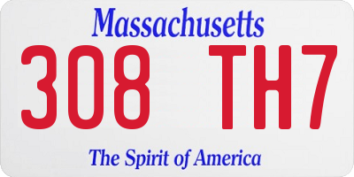 MA license plate 308TH7