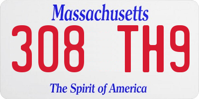 MA license plate 308TH9