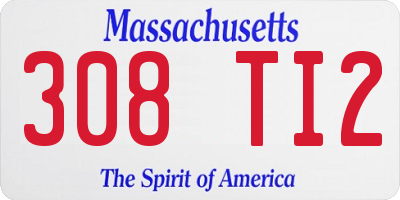 MA license plate 308TI2