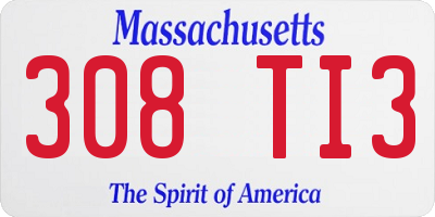MA license plate 308TI3