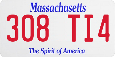 MA license plate 308TI4