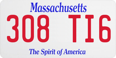 MA license plate 308TI6