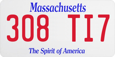 MA license plate 308TI7