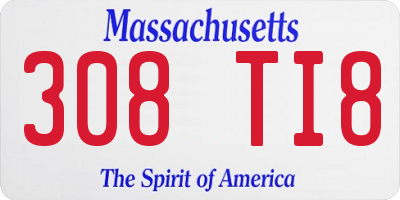 MA license plate 308TI8