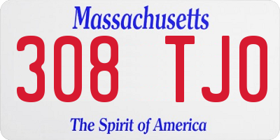MA license plate 308TJ0