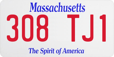 MA license plate 308TJ1