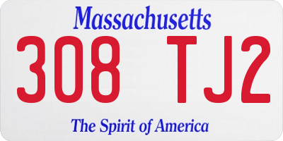 MA license plate 308TJ2