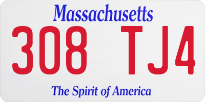 MA license plate 308TJ4