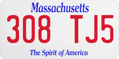 MA license plate 308TJ5