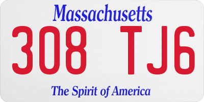 MA license plate 308TJ6