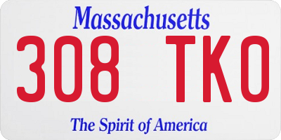 MA license plate 308TK0