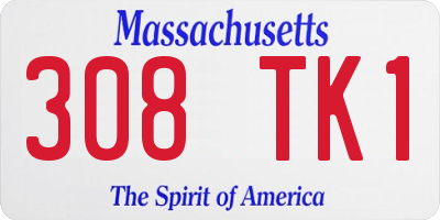 MA license plate 308TK1