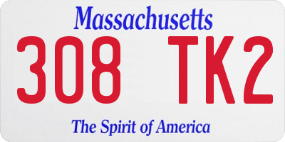 MA license plate 308TK2