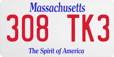 MA license plate 308TK3