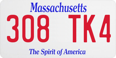 MA license plate 308TK4