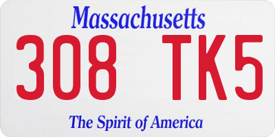 MA license plate 308TK5