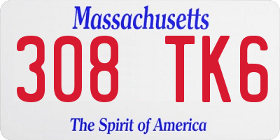 MA license plate 308TK6