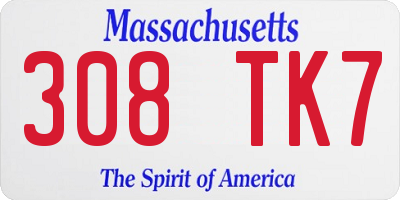 MA license plate 308TK7