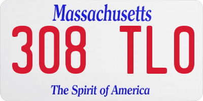MA license plate 308TL0