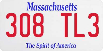 MA license plate 308TL3