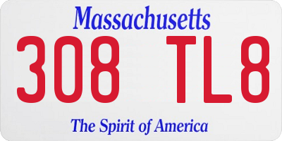 MA license plate 308TL8