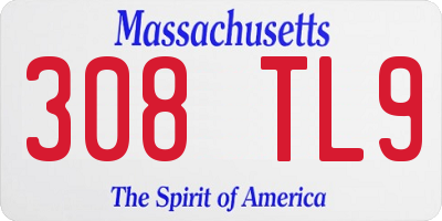 MA license plate 308TL9