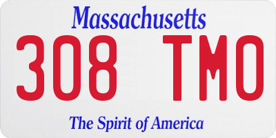 MA license plate 308TM0