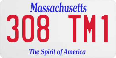 MA license plate 308TM1