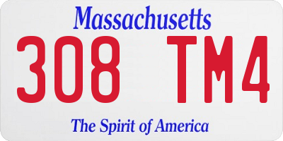 MA license plate 308TM4