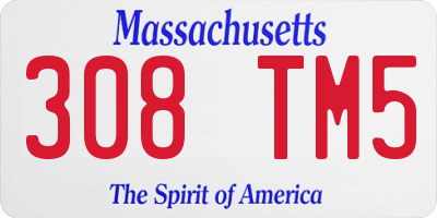 MA license plate 308TM5