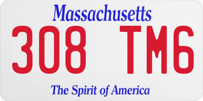 MA license plate 308TM6