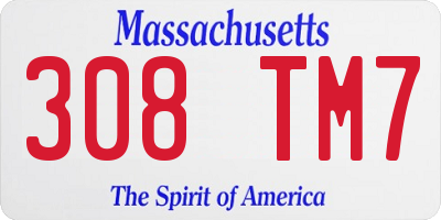 MA license plate 308TM7