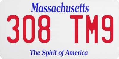 MA license plate 308TM9