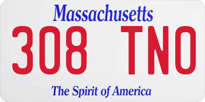 MA license plate 308TN0