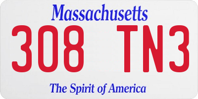 MA license plate 308TN3