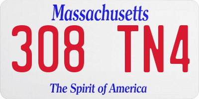 MA license plate 308TN4