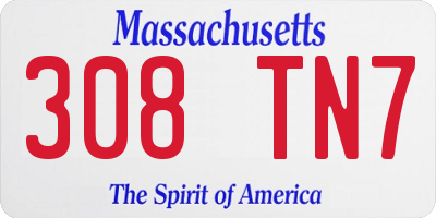 MA license plate 308TN7