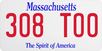 MA license plate 308TO0
