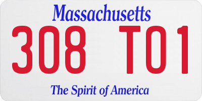 MA license plate 308TO1