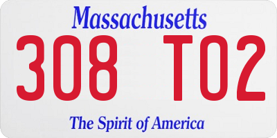 MA license plate 308TO2