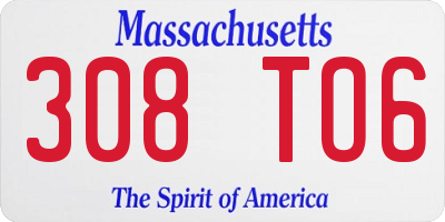 MA license plate 308TO6