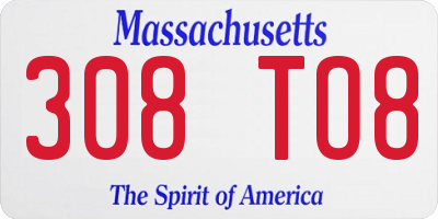 MA license plate 308TO8
