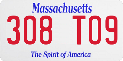 MA license plate 308TO9