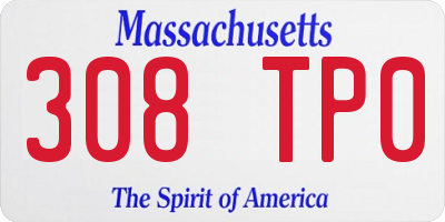 MA license plate 308TP0
