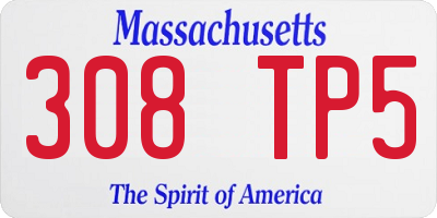 MA license plate 308TP5