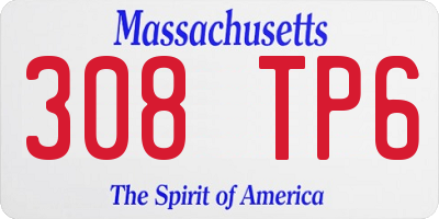 MA license plate 308TP6