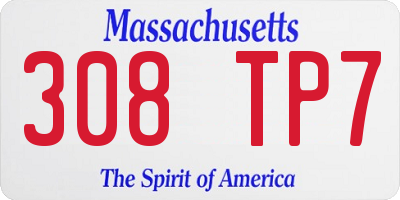 MA license plate 308TP7